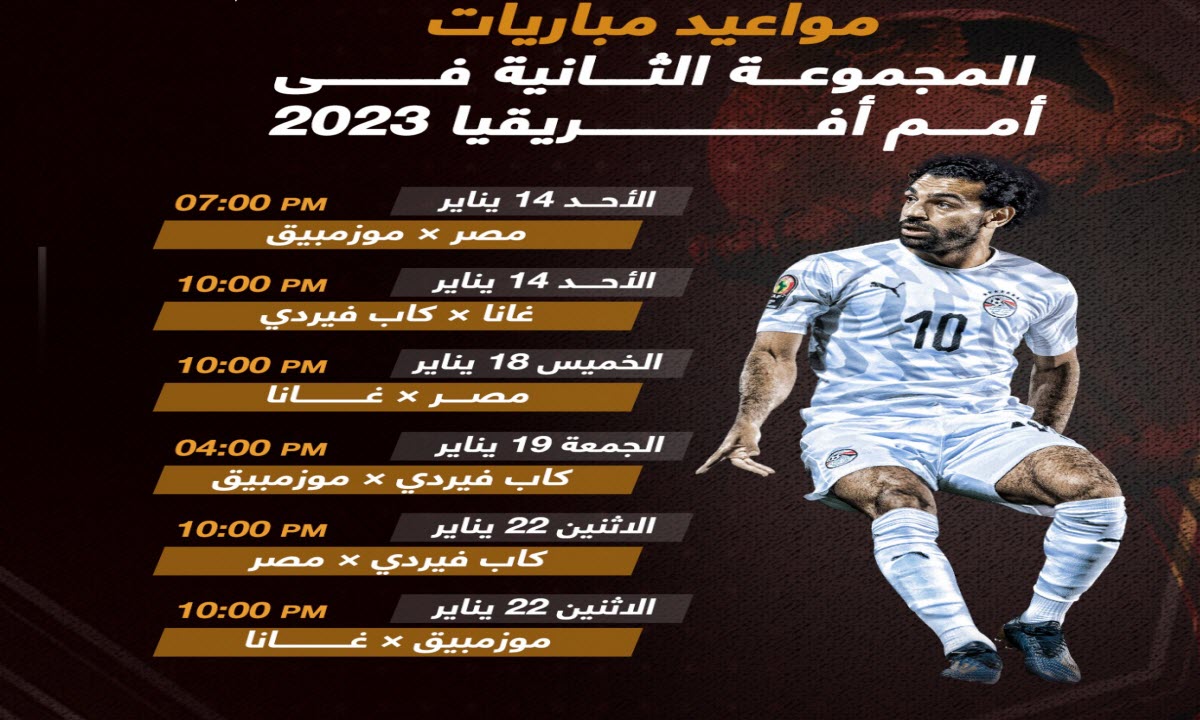 مواعيد مباريات مصر في المجموعة الثانية 2024